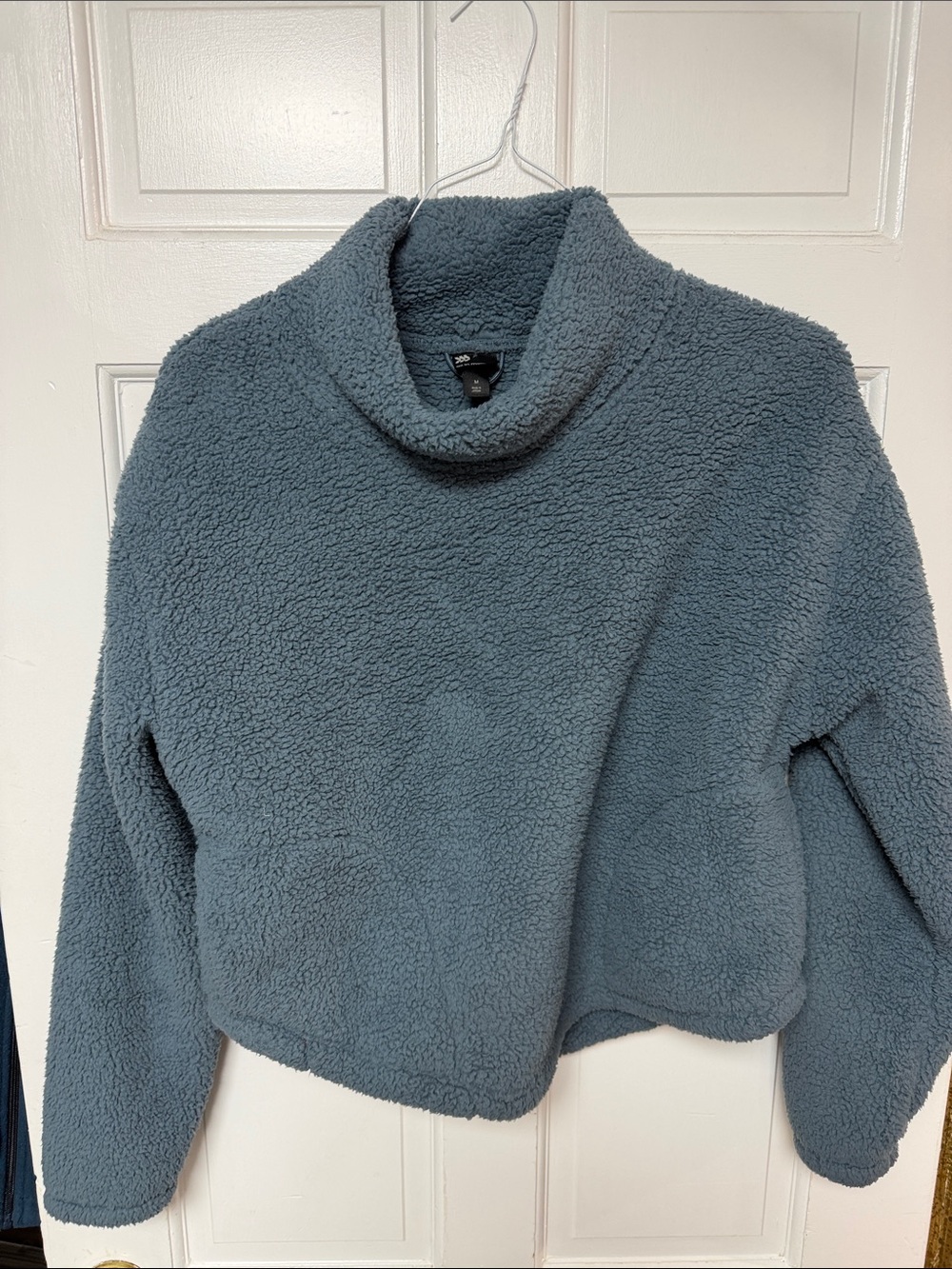 Cozy Blue Turtleneck Sherpa Sweater